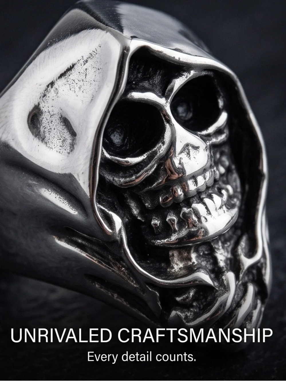 The Shadow Reaper Skull Ring Stainless Steel Size 9-1/2 NEW!